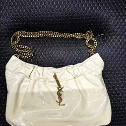 YSL Calfskin Pac Pac Pleated Hobo Shoulder Bag