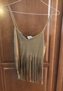 Brown suede fringe top