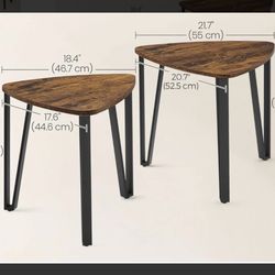 VASAGLE Nesting Triangle End Tables Coffee Industrial Accent Stacking Set of 2 - Rustic Brown