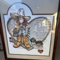 Precious Picture w/ Little Boy Wearing Cowboy hat & Boots