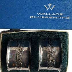 Wallace Baroque Silver Plated Napkin Rings - Set of 2 Vintage Table Decor