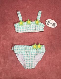 Green and white bikini for small girl