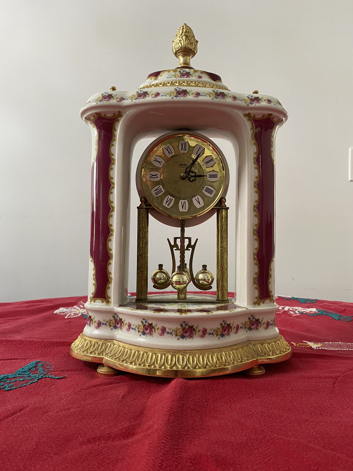 Antique Gilded Bronze Porcelain Clock