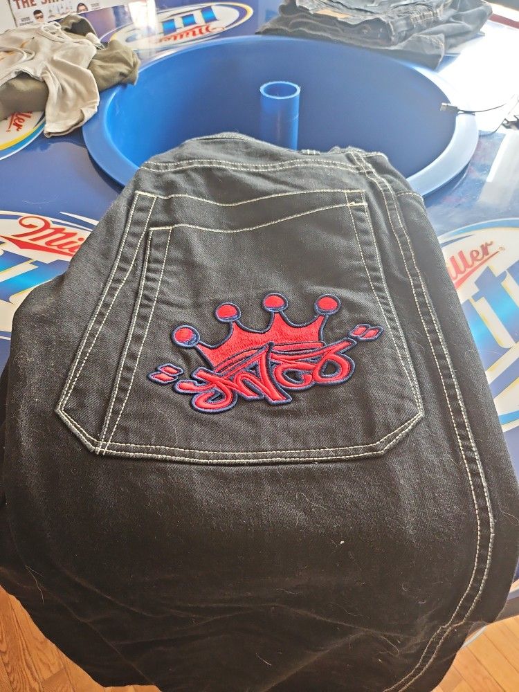 JNCO MENS WIDE LEG SK8 JEANS WITH RED CROWN