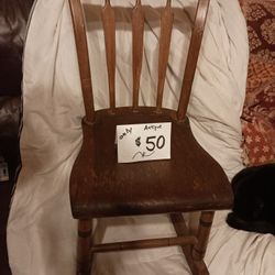 Antique Childs Wooden Rocking Chair! 