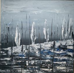 Solitude in the Forest. Acrylic painting 10x10.