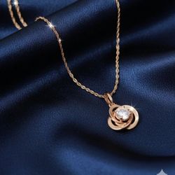 14K Rose Gold  Love Knot Necklace 