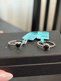 Two Onyx Rings sterling silver stamped S925 Triple A graded CZ