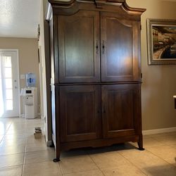 Wood Armoire TV With Drawers Storage