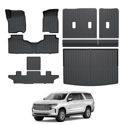 CARESA Floor Mats Cargo Liner 3rd Seat Back Covers for 2021-2024 Chevrolet