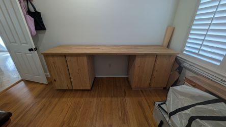 DIY Large IKEA Desk of  Karlby Countertop with 2 Ivar Cabinets