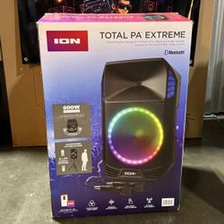 ION Total PA Extreme 600W PA Speaker System – Powerful Sound & Bass, Bluetooth, Microphone, Stand, DJ Ready