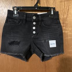 Black Button Fly Short Shorts