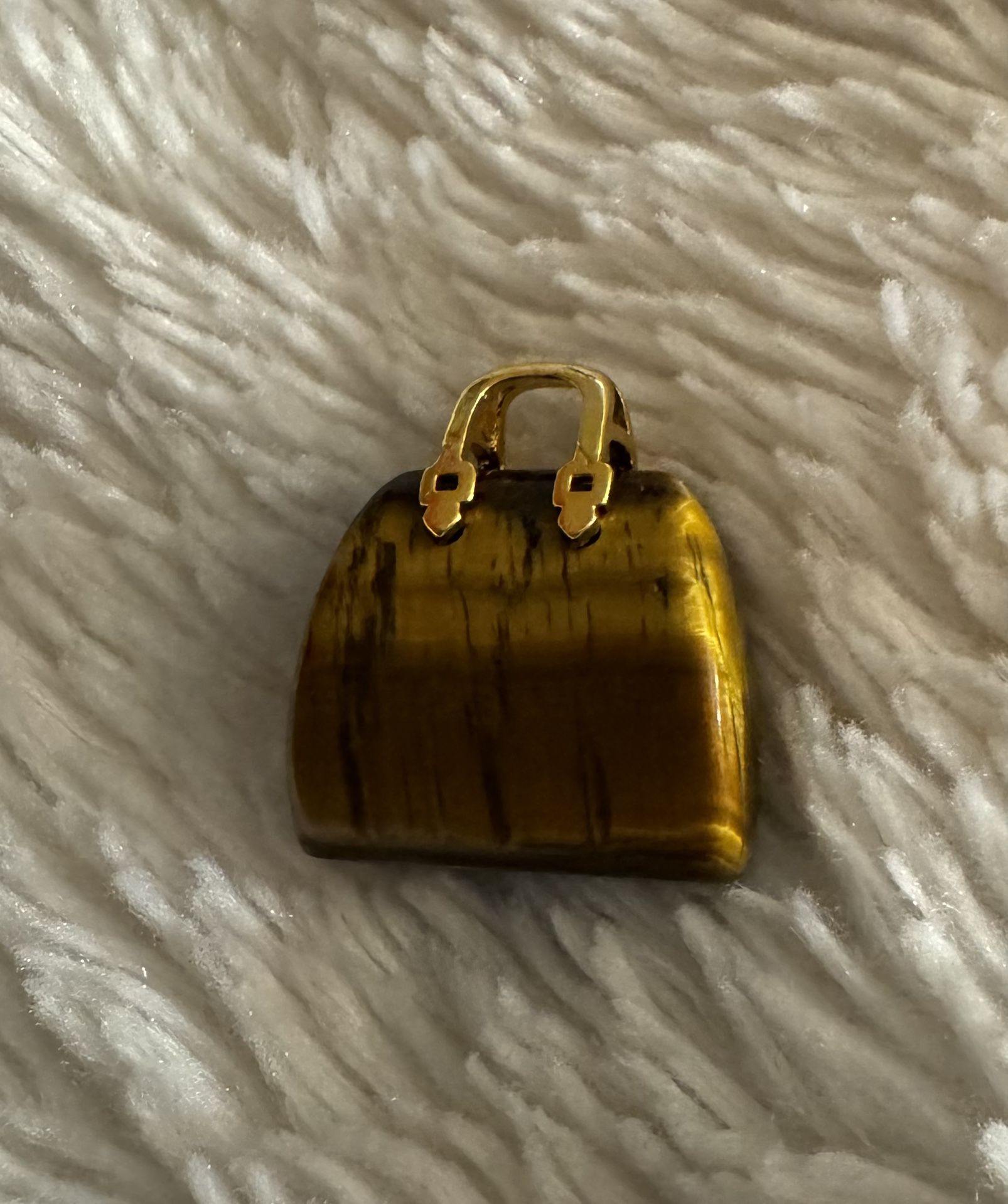 NEW Tigers Eye Bag Charm With Metal Handle