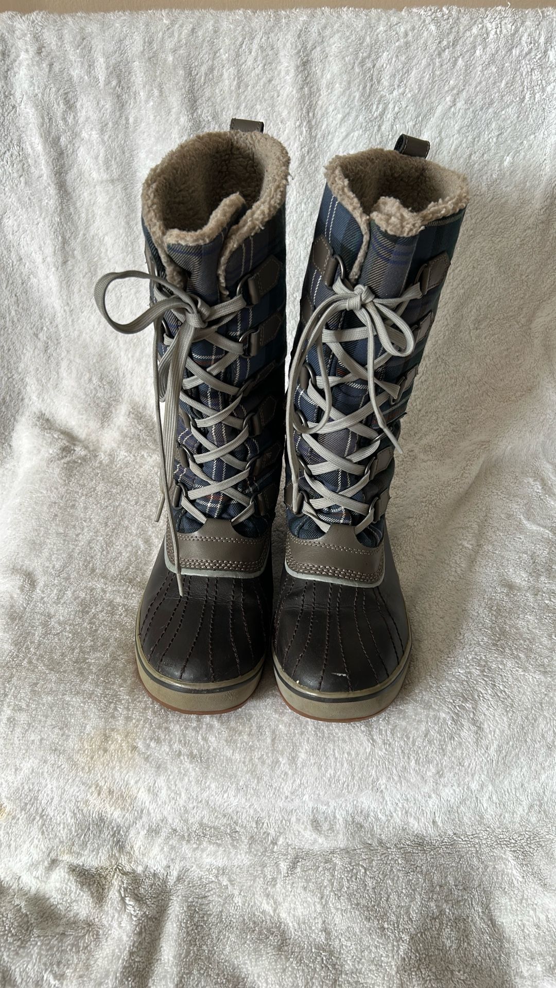 Winter Boots / Sorel Blue and Green / With Fur Trim