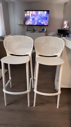 Two high table chairs - white