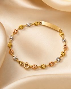 18K Italian Tri Color Gold Set with Gucci Style Bracelet