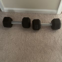 Two Rubber Dumbbells 22.5 Lbs. each