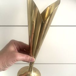 Pretty Unique Vintage Brass Vase Made in Japan 11” (Read Description)