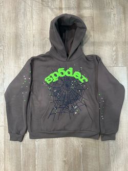 Sp5der Gray and Green Hoodie