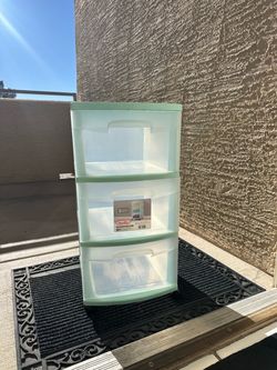 Sterilite 3 Drawer Tower, Plastic Storage Organizer with Removable Clear Bins, Easy Assembly, No Tools Needed