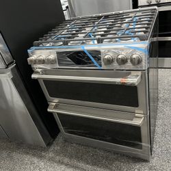 Cafe 30” Slide In Range Stove With Double Oven Stainless Smart