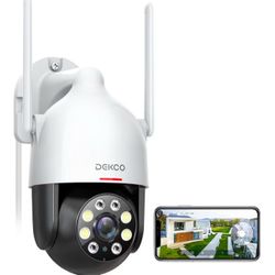 DEKCO 2K WiFi Surveillance Security Camera Outdoor/Home/Dome, Pan-Tilt 360° View, 3MP, Motion Detection and Siren, 2-Way Audio,Full Color Night Vision