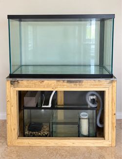 Large Aquarium Setup with Custom Wood Stand, Sump & Filtration