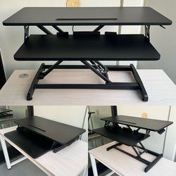 New In Box Standing Desk Sit To Stand Up Riser Adjustable Height For Monitor Keyboard And Tablet Office Furniture Table 