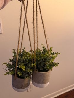 Faux Eucalyptus Hanging Planters Set of 2
