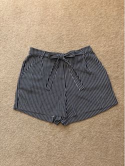Black and white striped shorts