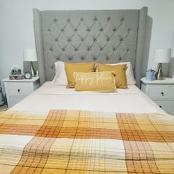 Macy’s Bed With Purple Mattress And Bed Stands For Sale 