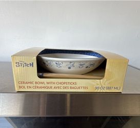 Disney Stitch Ceramic Bowl with Chopsticks, 30 oz, Disney Franchise