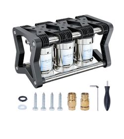 3 Stage RV Water Filter System, 0.2 Micron Outdoor Camper Water Filter with Compact 5-Inch Filters, for RVs, Campers & Boats, Quick Connects