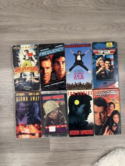 Vintage VHS Movie Lot – Top Gun, Mission Impossible, Ace Ventura, James Bond 