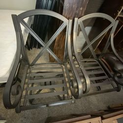 2 Heavy Iron Patio Swivel Rocking Chairs – Estate Blowout!