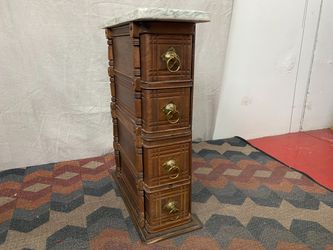SINGER MFG CO. Vintage 4-Drawer Marble Top End Table