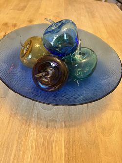 Home Decorations Glass Apples With Glass Bowl