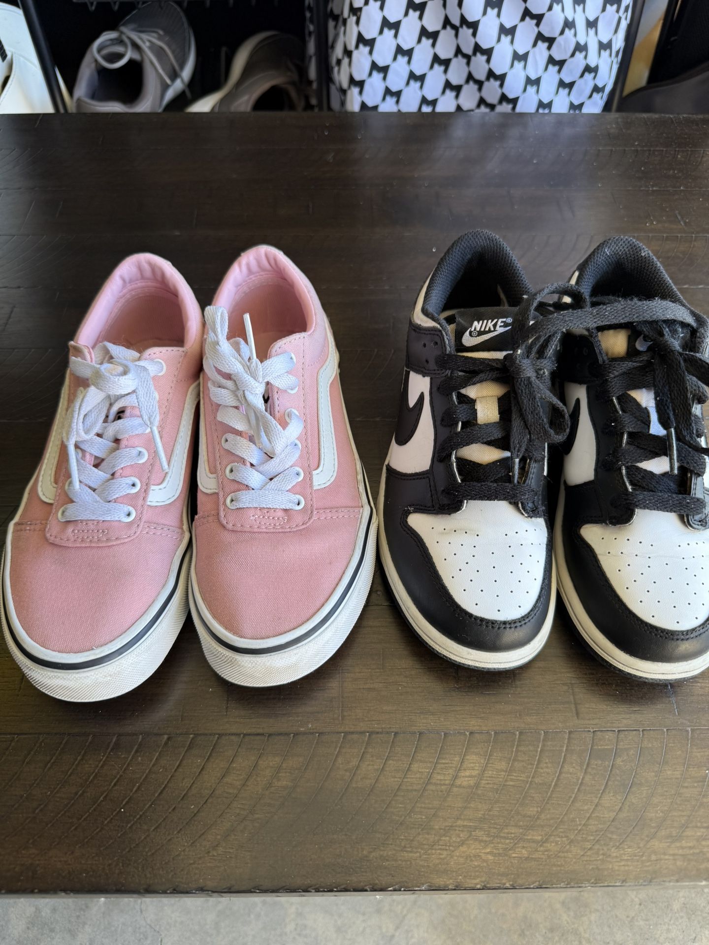 Size 3Y Shoes. Vans And Nike Panda Dunks