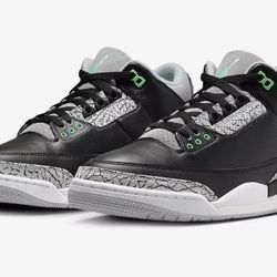 Air Jordan 3 Mens Black White Grey Green Glow Nike Retro Basketball 23 New
