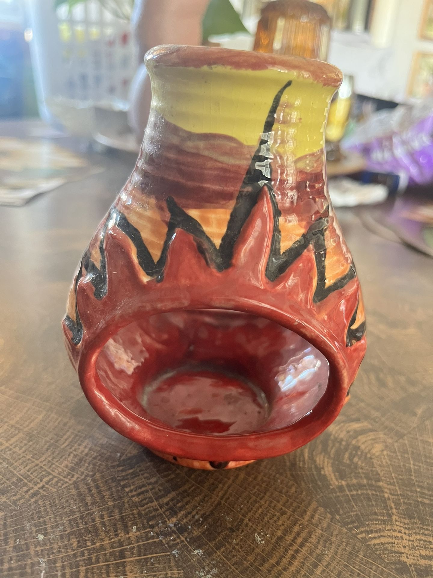 6 “ Sunface Chimminarie Ceramic Incense Burner / Candle Holder