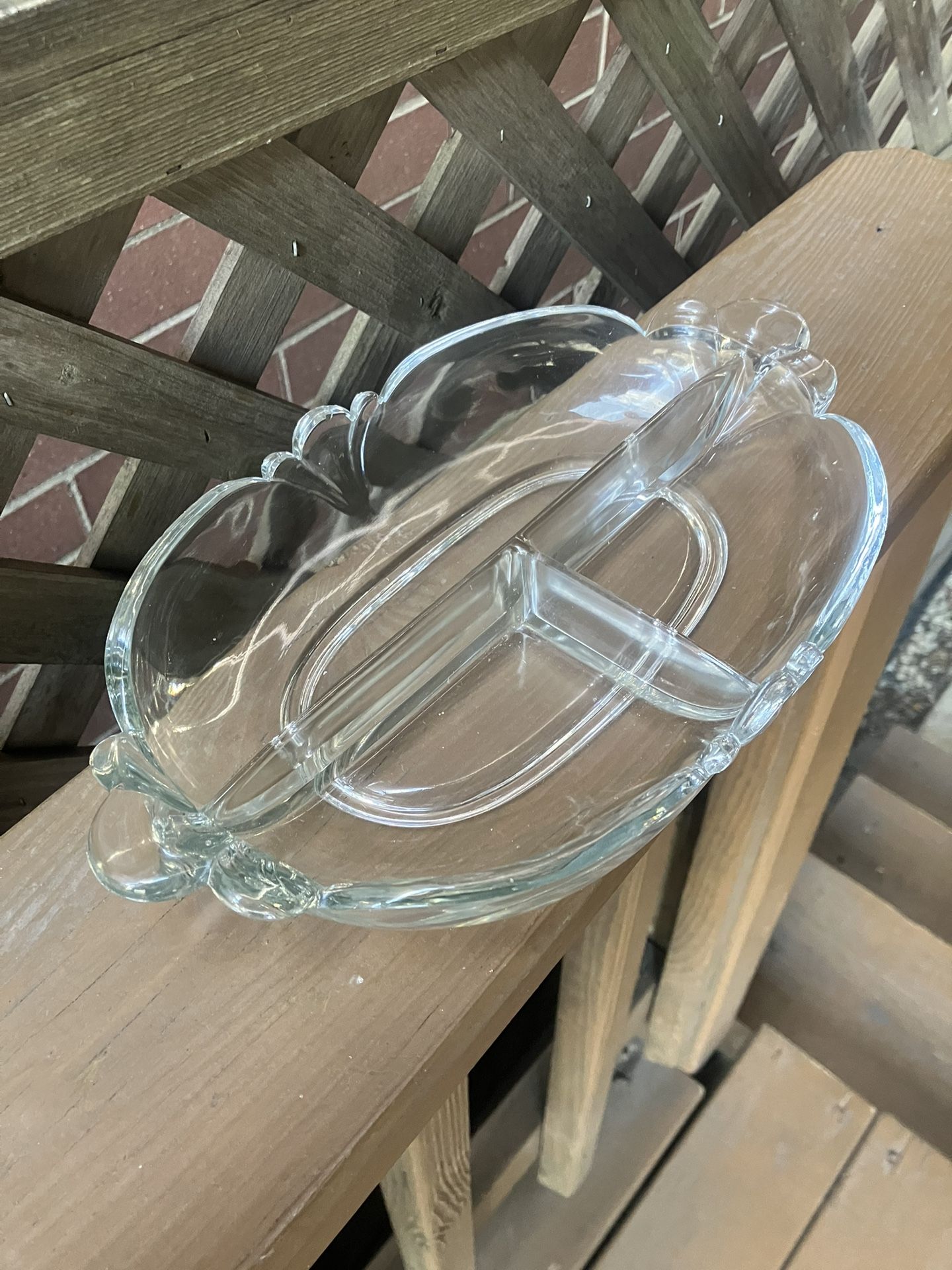 Vintage Glass 3 Partition Serving Dish - 11” x 7”