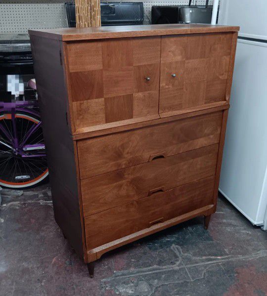 Mcm 1960's Walnut Chest Dresser/cabinet By Morris Furniture