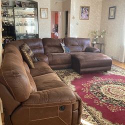 Suede Reclining Sectional 