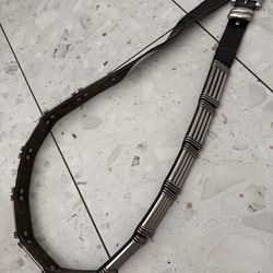 Nanni Black Studded Metal Hardware Men's Western Belt