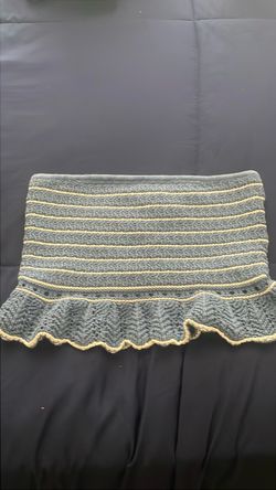 Blue Striped Knit Mini tube top with Ruffle Hem
