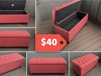 Pink Tufted Storage Ottoman Bench