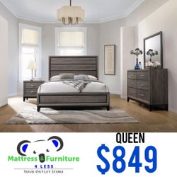 Grey Oak Queen 4-piece Bedroom Set