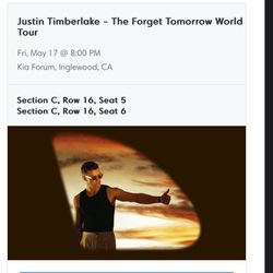 Justin Timberlake Tickets This Saturday 17th 