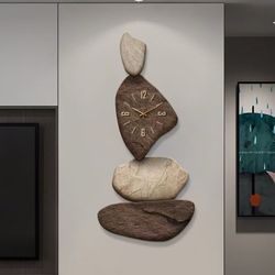 ❤️‍🔥 32" Large Stone Shape Japandi Wall Clock Unique Irregular Home Dec$60